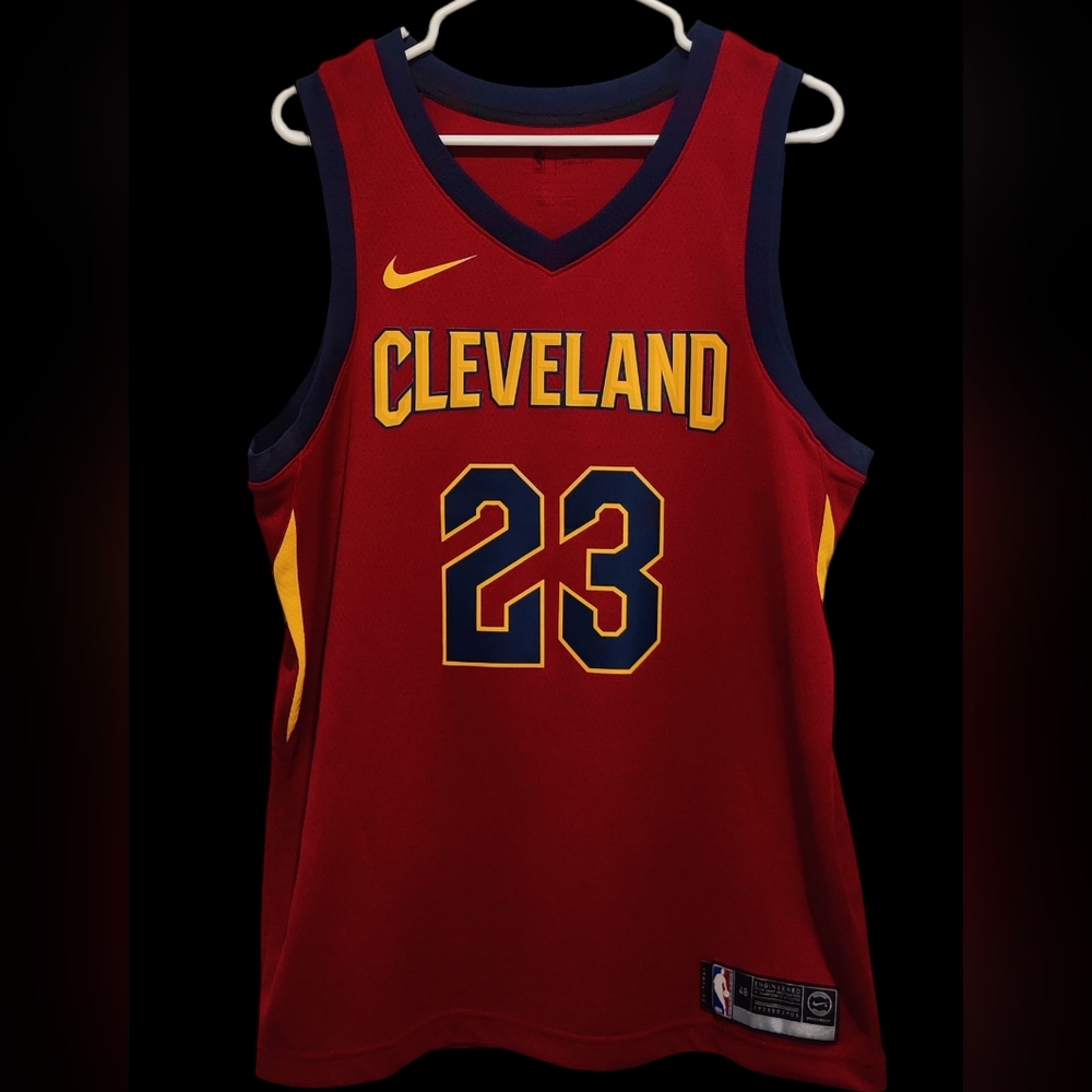 Nike NBA Lebron James #23 Maroon&Gold Cleveland Cavaliers Jersey 48 Home Jersey